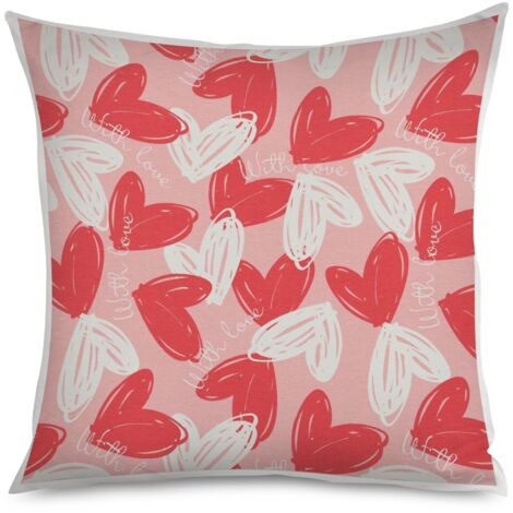 Housse de Coussin décoratif cœurs et nuages, doux (1/5)
