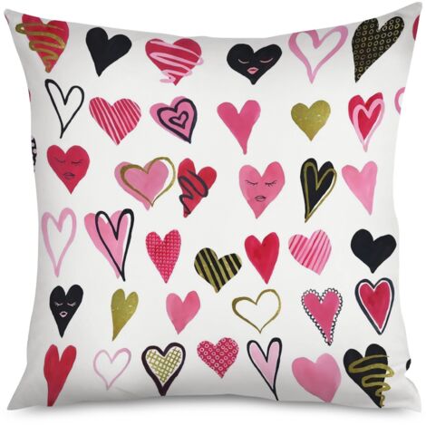Housse de Coussin with cœurs sur fond jaune, lumineux (1/5)
