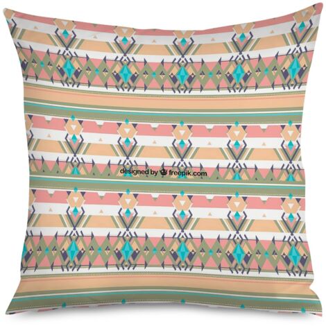 Housse de Coussin décoratif motifs nomades, style voyage (1/5)