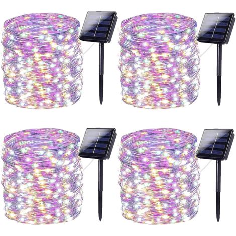 4pcs 30m 300 LED solaire string Light, super lumineux solaire Halloween lumière extérieure, Jardin Terrasse Noël 8 modes d'éclairage (Couleur) (1/5)