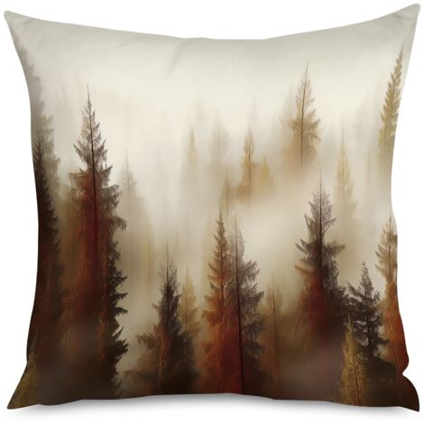 Housse de Coussin with motif forêt embrumée, style scandinave (1/5)