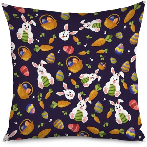 Housse de coussin lapin et carotte, Pâques (1/5)