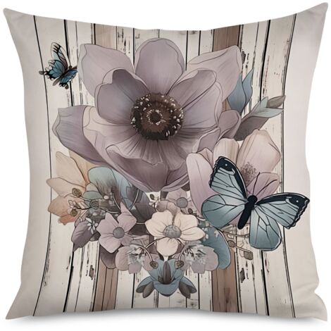 Housse de coussin bois floral, style nature élégant (1/5)
