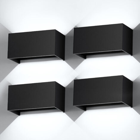 Lot de 4 appliques murales LED 24 W, appliques murales pour usage extérieur/intérieur, faisceau réglable, étanche IP65, lumière blanche froide 6000 K (1/5)