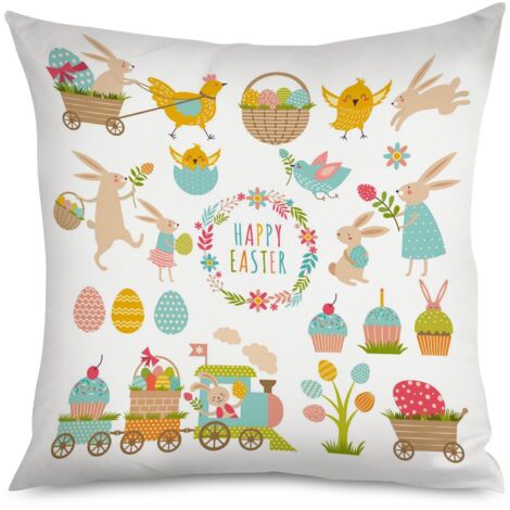 Housse de Coussin with poussin jaune, fond pastel (1/5)