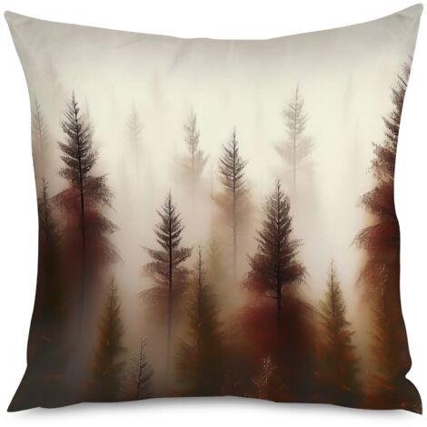 Housse de coussin, Coussin motif forêt mystique, décoration apaisante (1/5)