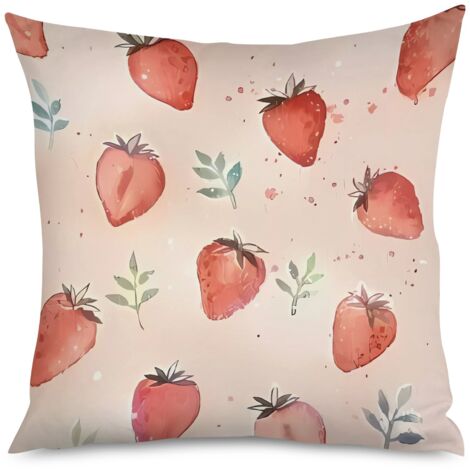 Housse de Housse Coussin Fraises Déco Intérieure (1/5)