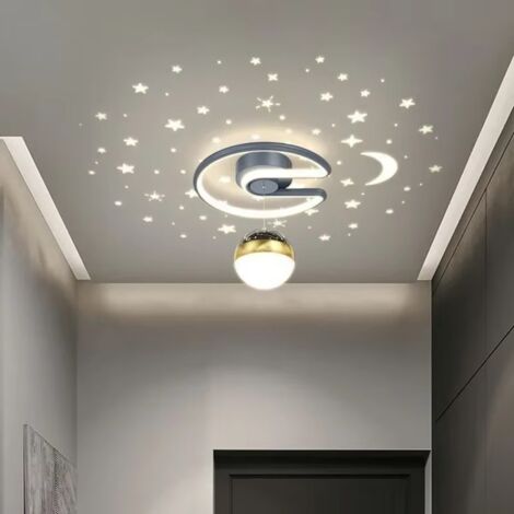 Plafonnier LED à intensité variable avec projection de ciel étoilé, design semi-encastré, convient aux couloirs, etc. (gris) (1/5)