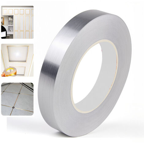LOLLANDA Ruban adhésif décoratif pour murs et sols, 50 m, étanche, anti-moisissure, pour bricolage, imperméable et résistant à l'usure, 0,5 cm, argenté (1/5)