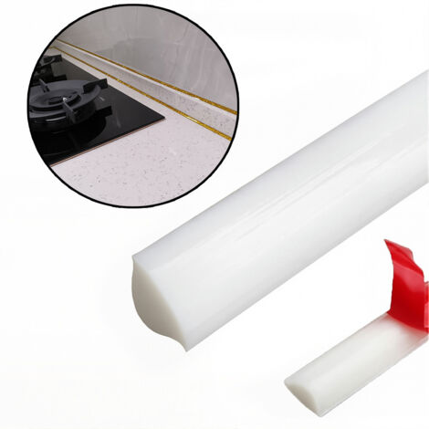 LOLLANDA Ruban de calfeutrage autocollant en PVC,imperméable,DIY adapté aux plans de travail,plafonds,calfeutrage moulures plinthes moulures-5 mètresx8mm,blanc (1/5)