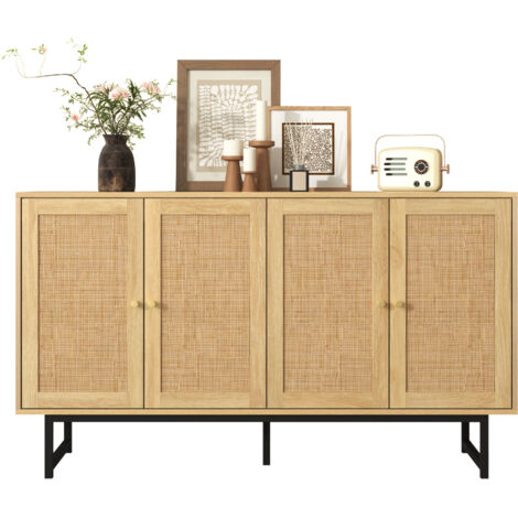 Armoire de 140x39,5x80 cm, dotée d’une structure en bois véritable. Elle possède 4 portes. (1/5)