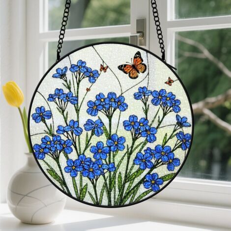 Capteur de Soleil en Vitrail Décoration Spirituelle pour Maison 9cm (1/4)