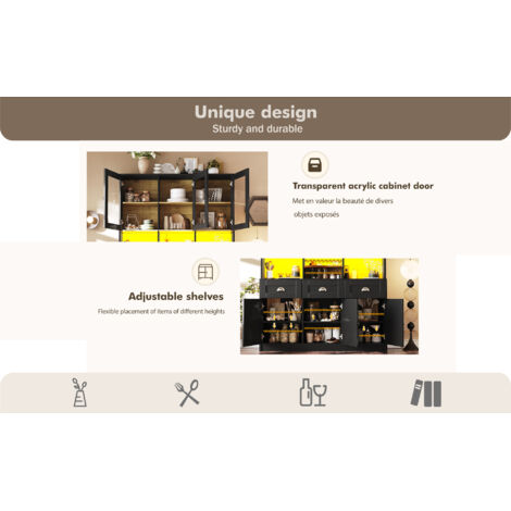 Armoire de Cuisine, Grand Buffet Haut Moderne pour Salle à manger avec Armoire de Cuisine, Grand Buffet Haut Moderne pour Salle à manger avec