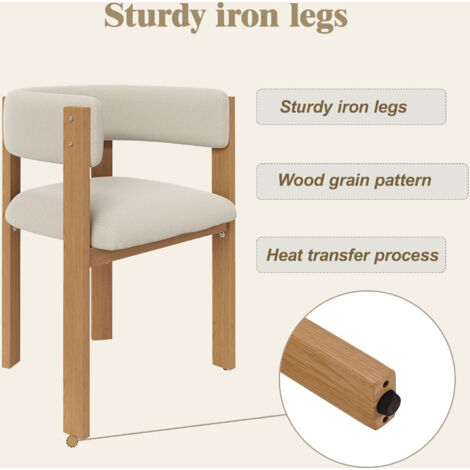 Fauteuil de salle à manger ergonomique (). Il est doté d’un rembourrage épais, de pieds en métal robustes et de finition en bois. Ce fauteuil est respirant, facile à entretenir. Parfait pour les chamb (1/5)