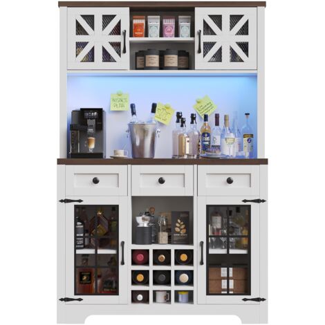 Armoire moderne pour le salon, armoire de cuisine avec éclairage LED intelligent. Armoires hautes pour la salle à manger. Armoire latéral avec étagère pour les vins et dispositif de fermeture basculan (1/5)