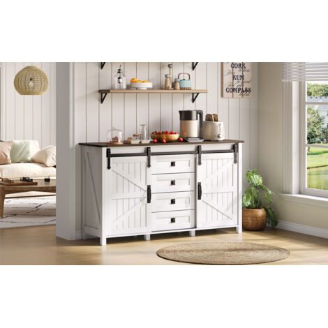 Compartiment de rangement avec des compartiments intérieurs, large de 137 cm. Il s’agit d’un meuble de style vintage, conçu pour être utilisé dans les cuisines, les salons et les living rooms. La coul (1/5)