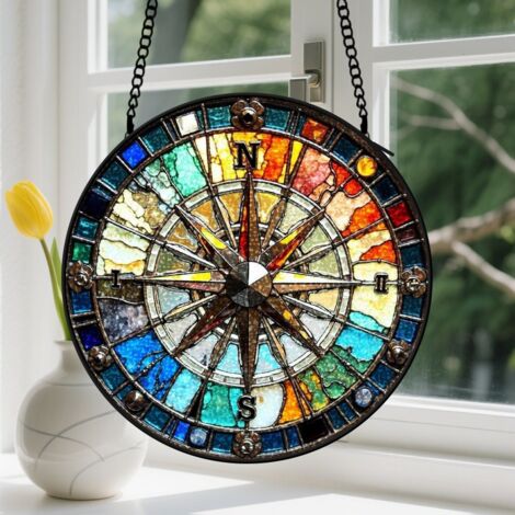 Capteur de Soleil en Vitrail Décoration Spirituelle pour Maison 25cm (1/4)