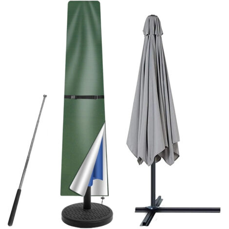Housse de parasol, tissu Oxford 210D, imperméable et résistant aux UV, convient aux jardins, patios et plages (190 x 50 cm - vert). (1/5)