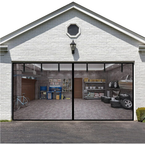 LOLLANDA Moustiquaire pour porte de garage — Porte moustiquaire magnétique : conception mains libres. Adaptée aux garages pour deux voitures, aux patios ou aux petits ateliers. 400 x 200 cm.