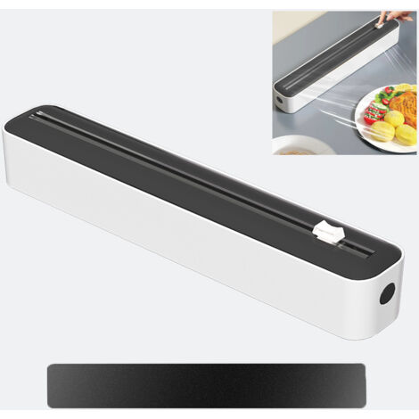 Distributeur de film plastique magnétique et coupe-film avec lame coulissante, compatible avec plastique et papier aluminium, noir