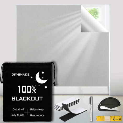 Rideaux occultants à scratch, découpables, sans perforation, protection UV, adaptés aux salons et chambres, 1,45 x 2 m, gris clair