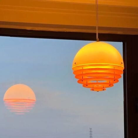 Suspension en verre « Bauhaus Sunset », éclairage d'ambiance pour salon (30 cm), éclairage réglable sur 3 couleurs, idéale pour bars et restaurants. (1/5)