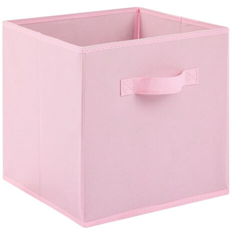 Boîte de rangement pliable à ouverture sur le dessus, organiseur de bureau, boîte de rangement cubique, 27 x 27 x 28 cm, rose clair (1/5)