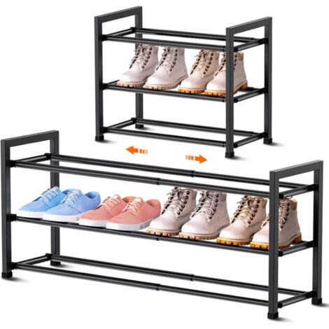 Étagère à chaussures extensible à trois niveaux, étagère de rangement, étagère de tri de chaussures, adaptée à la porte d'entrée (44-84,5 cm). (1/5)