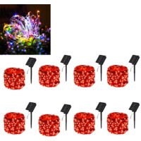 8 Pack total 150led lampe solaire extérieure étanche 15m 8 modes fil de cuivre extérieur solaire Fairy Tale Light patio decor Light (Rouge)