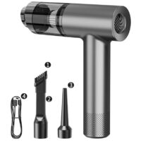 LOLLANDA Aspirateur de voiture sans fil puissant, aspirateur rechargeable, aspirateur portatif pour la maison et la voiture, argent.