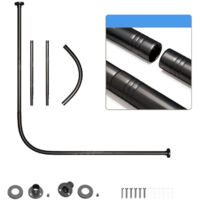 Tringle à rideau de douche en acier inoxydable en forme de L, tringle à rideau réglable, tringle à rideau de séparation, percée, 68-98 cm (noir)