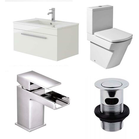 Toilet Pan & Cistern VeeBath Sphinx Bathroom Furniture Combination Set with Vanity Basin Cabinet 1100mm WC Unit 
