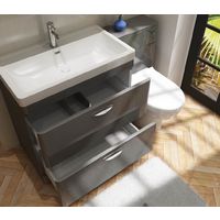 VeeBath Cyrenne Grey Floor Standing Bathroom Vanity Basin Sink Cabinet - 700mm