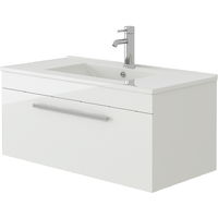 VeeBath Sphinx 800mm Wall Hung White Vanity Unit & Mirror Cabinet Bathroom Set