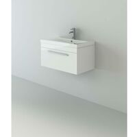 VeeBath Sobek 700mm Wall Hung White Vanity Unit & Mirror Cabinet Bathroom Set
