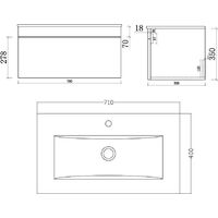 VeeBath Sobek 700mm Wall Hung White Vanity Unit & Mirror Cabinet Bathroom Set
