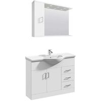 VeeBath Linx 1050mm Floor Standing Vanity Unit & Mirror Cabinet Bathroom Set