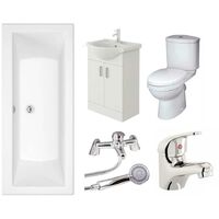 VeeBath Umbro Vanity Unit, Toilet & Single Ended Bath Bathroom Suite - 1700mm