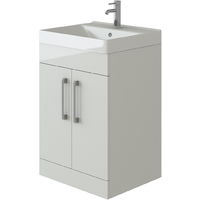 VeeBath Lumin White Vanity Basin Unit & Mirror Cabinet Furniture Set - 600mm