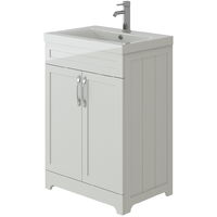 VeeBath Carlton White Vanity Basin Unit & Mirror Cabinet Furniture Set - 600mm