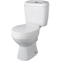 VeeBath Lumin White Gloss 600mm Floor Vanity Basin Cabinet & Base Toilet Set