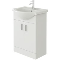 VeeBath Linx 550mm White Gloss Floor Vanity Basin Cabinet & Base Toilet Set