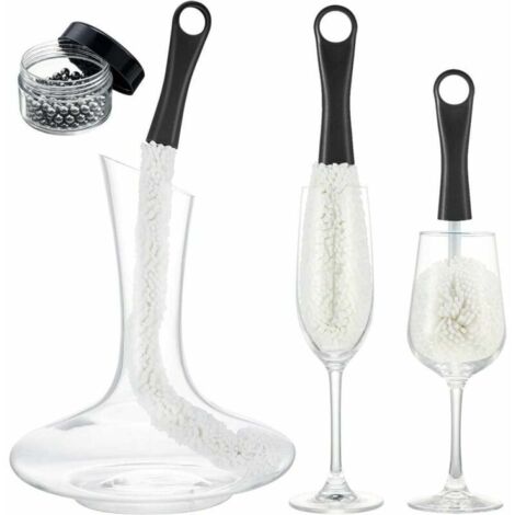 Mehrzweck-Reinigungsbürstenset für Weingläser – enthält eine Bürste mit langem Griff und Reinigungsperlen für Weingläser, Champagnerflöten und Stielgläser (1/5)