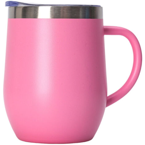Isolierter Kaffeebecher (355 ml) mit Henkel, Edelstahl, doppelwandig, vakuumisoliert, mit Schiebedeckel, Thermobecher für unterwegs (1/5)