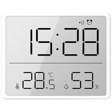 Digitale Wanduhr mit großem Display – EINNENFFER – Zeigt Uhrzeit, Datum, Temperatur und Luftfeuchtigkeit an, ideal für Zuhause und Büro, batteriebetrieben