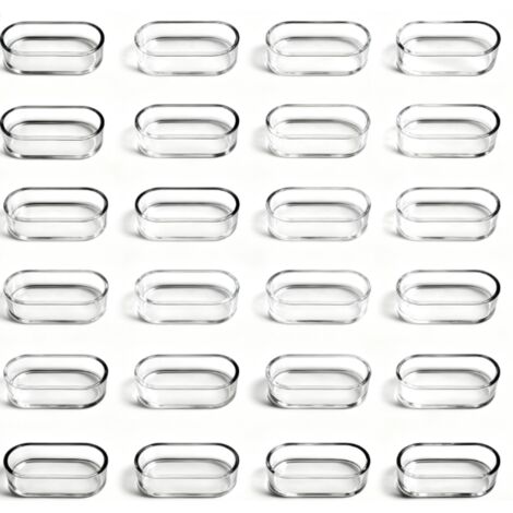 24 transparente, ovale Antirutschfüße für Tische und Stühle – Transparente Ovale – T + 15 x 30 mm