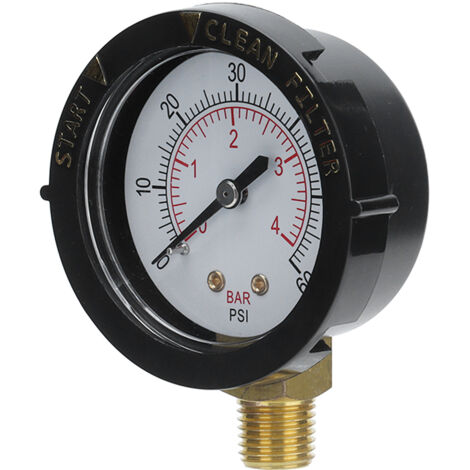 Produktbild von Pool-Manometer – 1/4 Zoll NPT, 0-4 BAR / 0-60 PSI, Präzise Doppelskala, Robust, Für Filter & Pumpen, Aquarien & Teiche