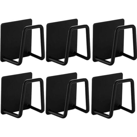 Set mit 6 Edelstahl-Schwammhaltern, selbstklebenden Küchenschwammhaltern, Spülbeckenschwammhaltern, Deckelhaltern, Schneidebretthaltern für optimale Organisation (schwarz) (1/5)