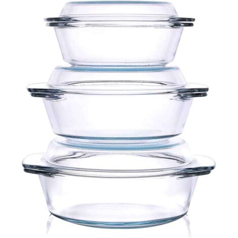 Set aus 3 Moss & Stone Glasauflaufformen mit Glasdeckeln, ofenfest (1/5)