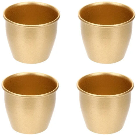 Set mit 4 kleinen, dekorativen goldenen Blumentöpfen für Sukkulenten, Metalltöpfen, beleuchtetem Grilleimer, Metallpflanzgefäß (1/5)